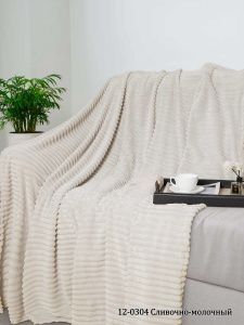 Плед ВЕЛСОФТ диз. 12-0304 Сливочно-молочный (полоса) (Л)